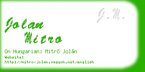 jolan mitro business card
